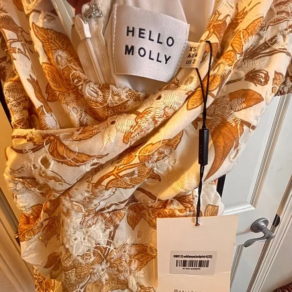 NWT Hello Molly Floral Mini Dress Puff Sleeve Backless XS - Picture 5 of 7